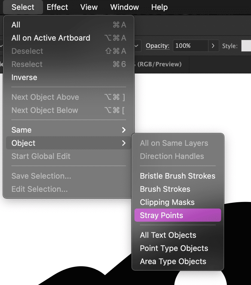 Find open contours and stray points