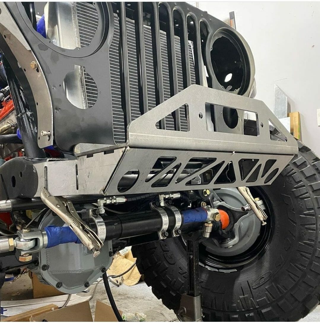 Custom laser cut Jeep bumper made using SendCutSend services