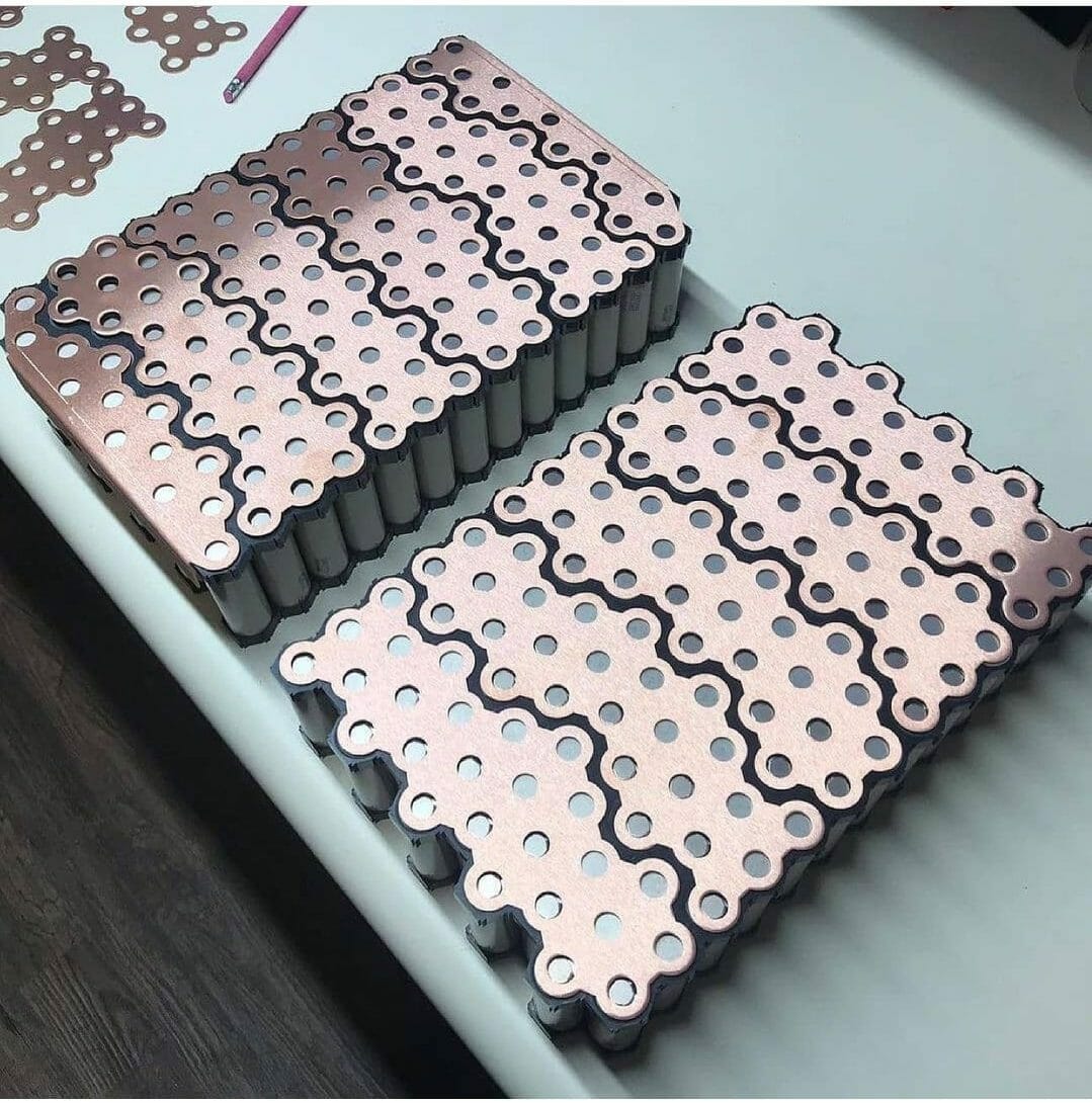 Laser cut copper busplates for a customer batter pack in an EV conversion