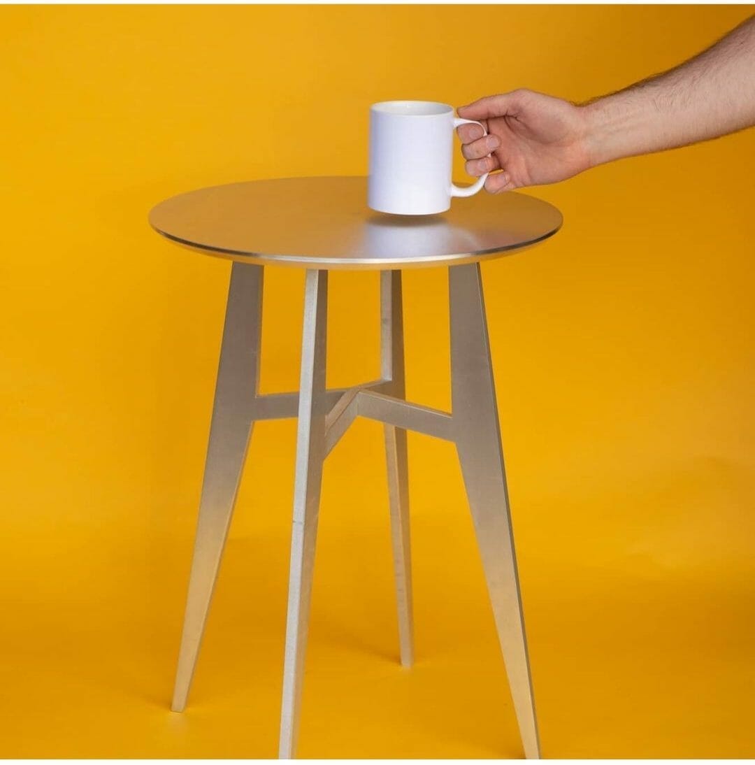 Laser cut side tables designed using SendCutSend