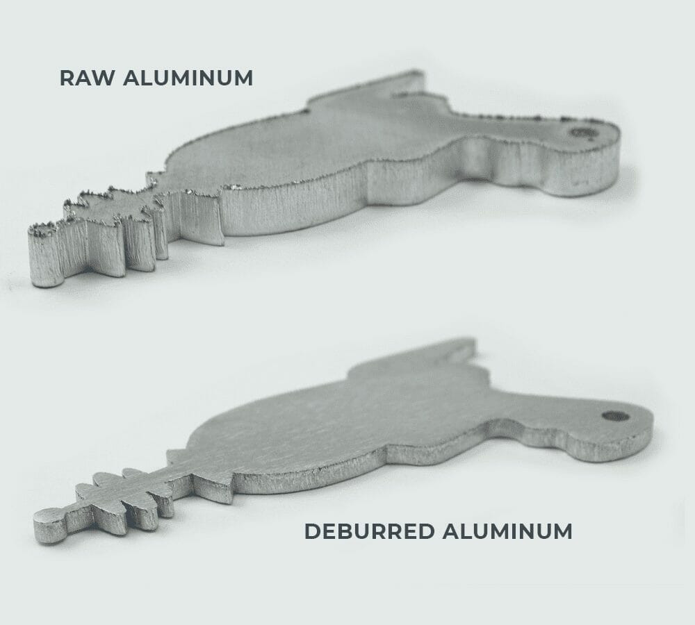 Aluminum parts with and without deburring
