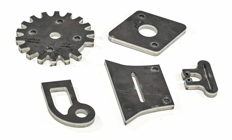 5 laser cut parts made of AR400 steel