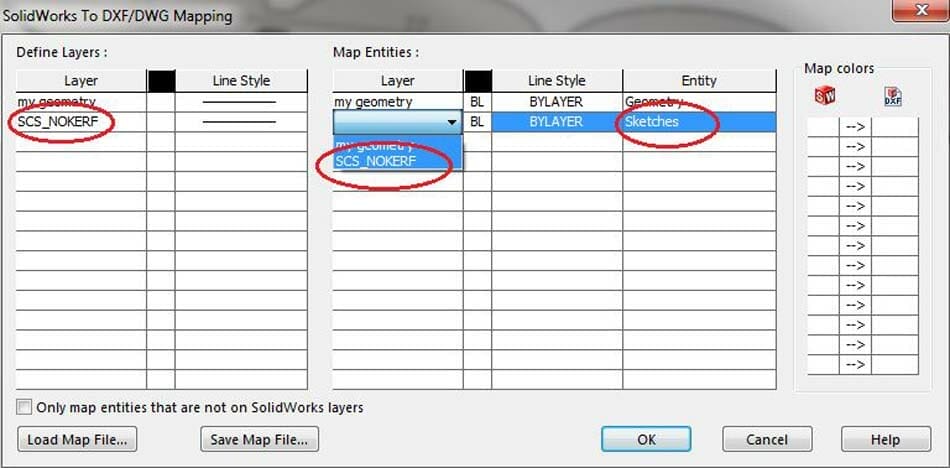 Image of the same dialog box from earlier with the No-Kerf cuts differentiated in a different layer than the sketch