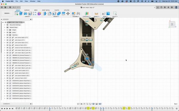 Gif of a part animated and moving in 
Autodesk Fusion