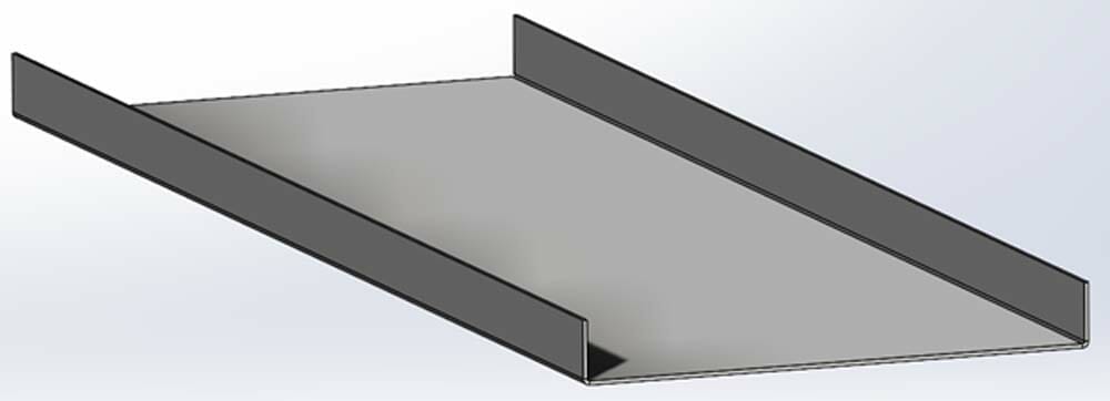 Final rendering of the bent sheet metal part in SolidWorks