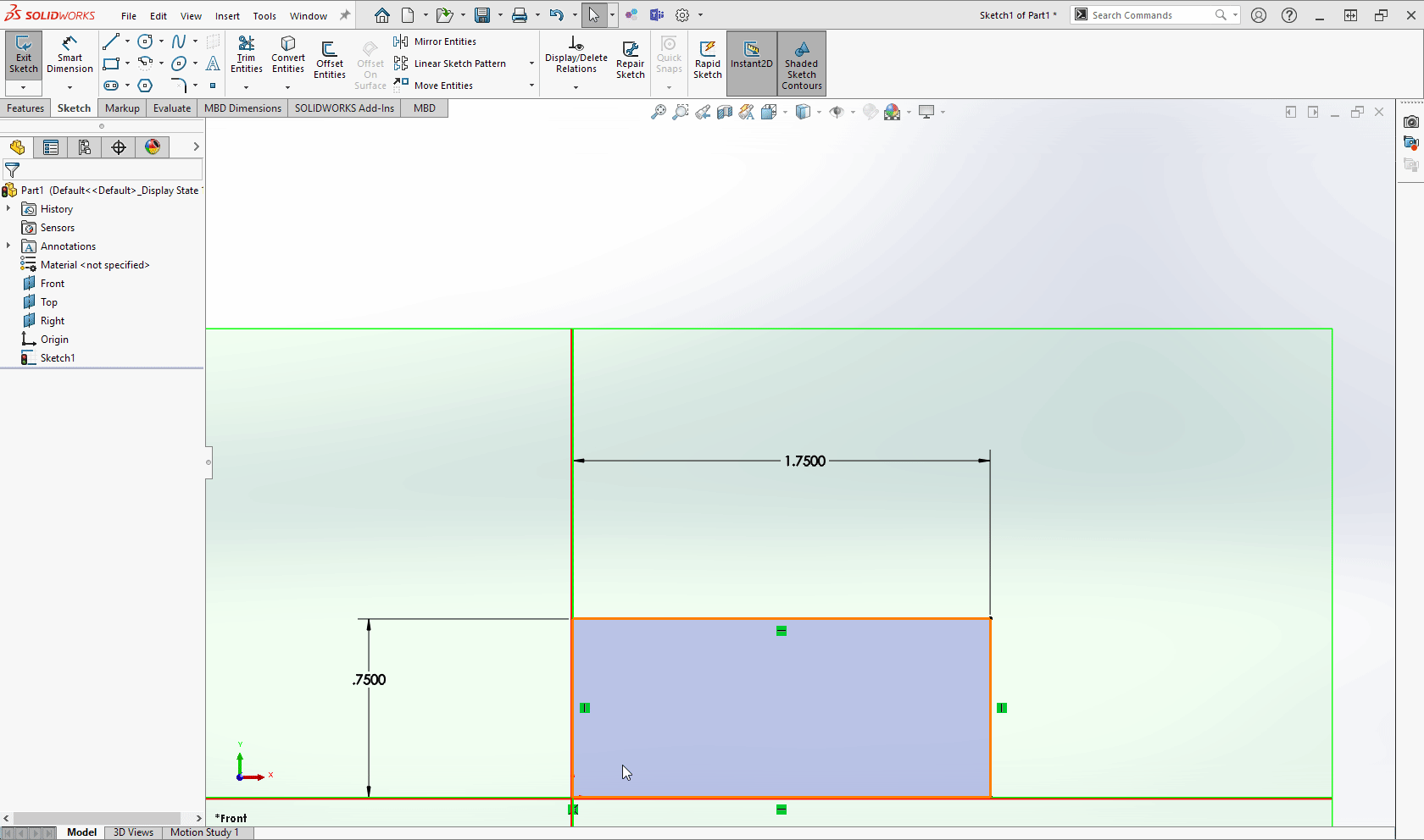 Gif of a cursor adding three lines on top of the original rectangle to create the top of the bracket