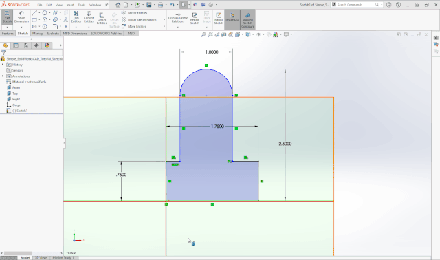 Intro To Solidworks Creating A 2d Sketch Sendcutsend Intro To Solidworks Creating A 2d Sketch Sendcutsend