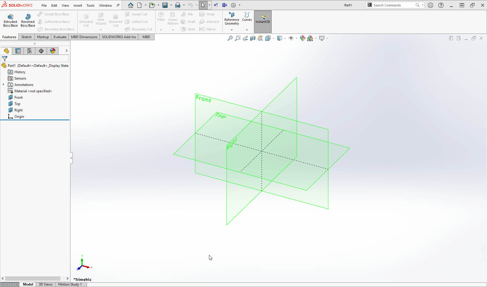 Gif of a cursor selecting a plane face on which to place the sketch