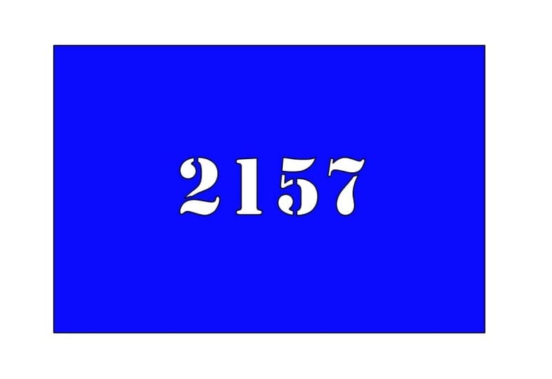 Illustration of a blue plastic stencil for house number signs