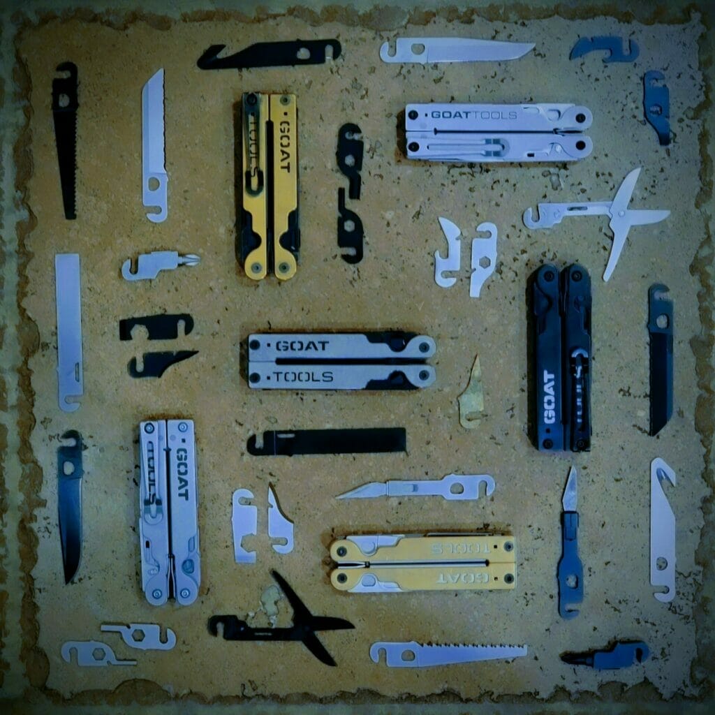 Image of multiple iterations of the customizable multitool