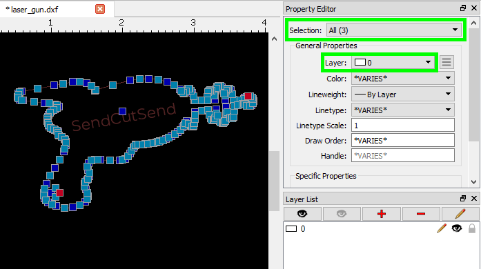 Single line etch laser gun setup step 1