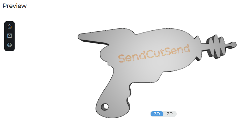 Toggling to 3D in SendCutSend preview