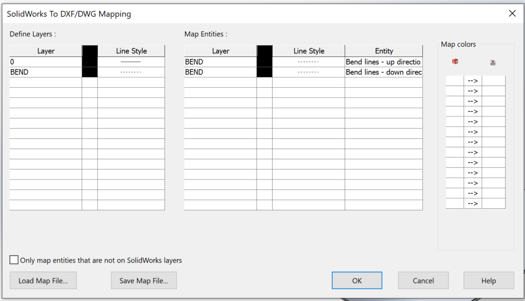 You’ll notice that your entities have been mapped according to SendCutSend’s map file.