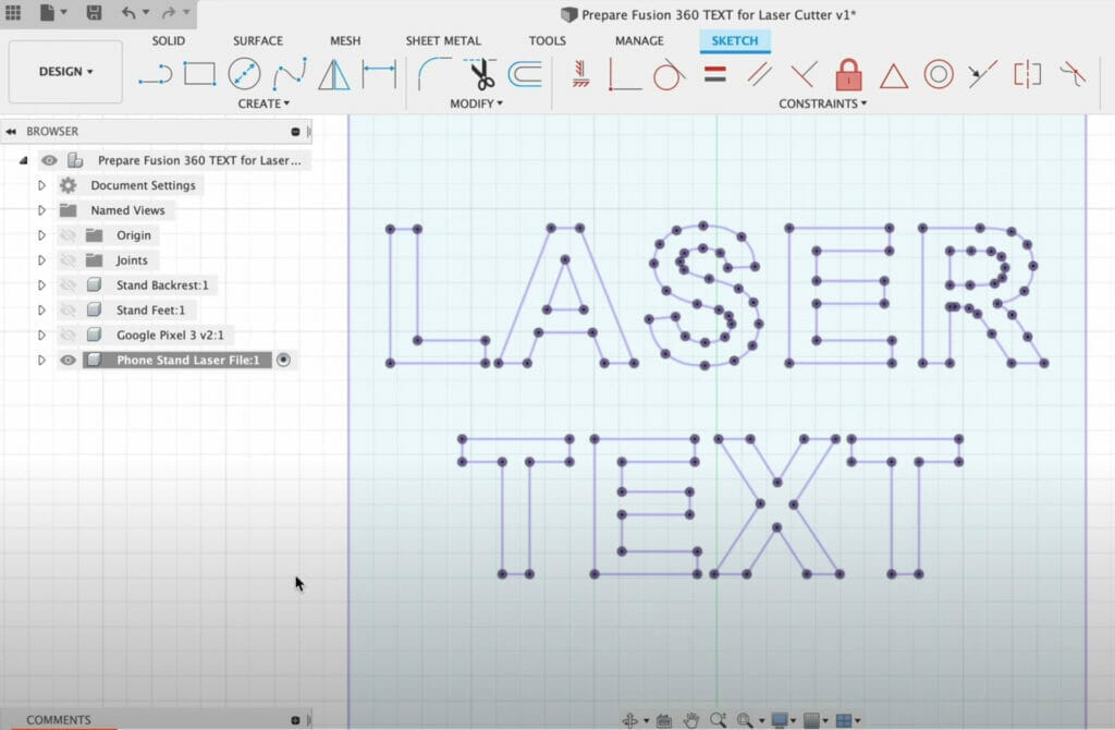 In this image, the word "LASER" includes two "islands" or areas of negative space; one in the letter "A" and "R". 