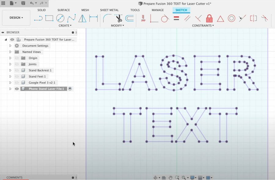 In this image, the word "LASER" includes two "islands" or areas of negative space; one in the letter "A" and "R".