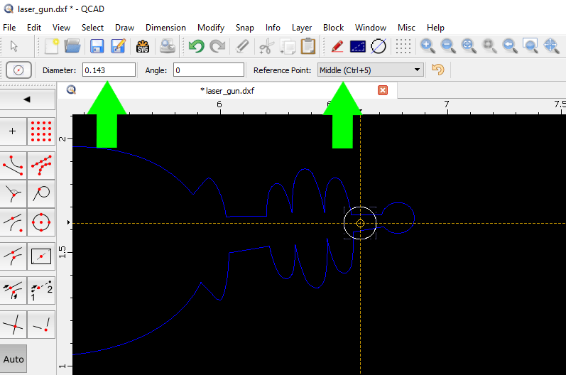 How to input circles diameter in QCAD