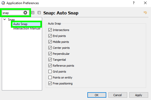 How to update auto snap preferences