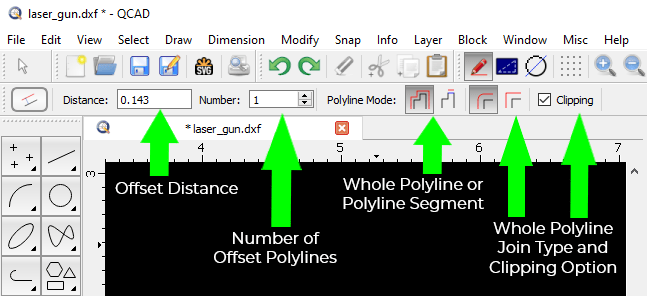 Choosing between whole or segment polyline mode in QCAD professional