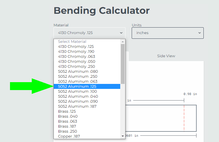 SendCutSend bending calculator
