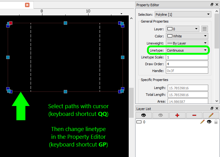 Select the paths using the cursor (QQ,) and then updating the Linetype in the drop-down menu in the Property Editor (GP.)