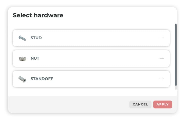 SendCutSend's hardware catalog