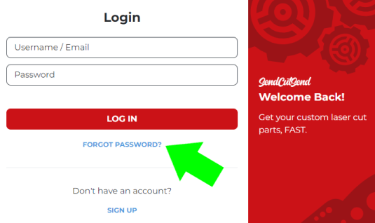 Link to reset account password if you have forgotten it