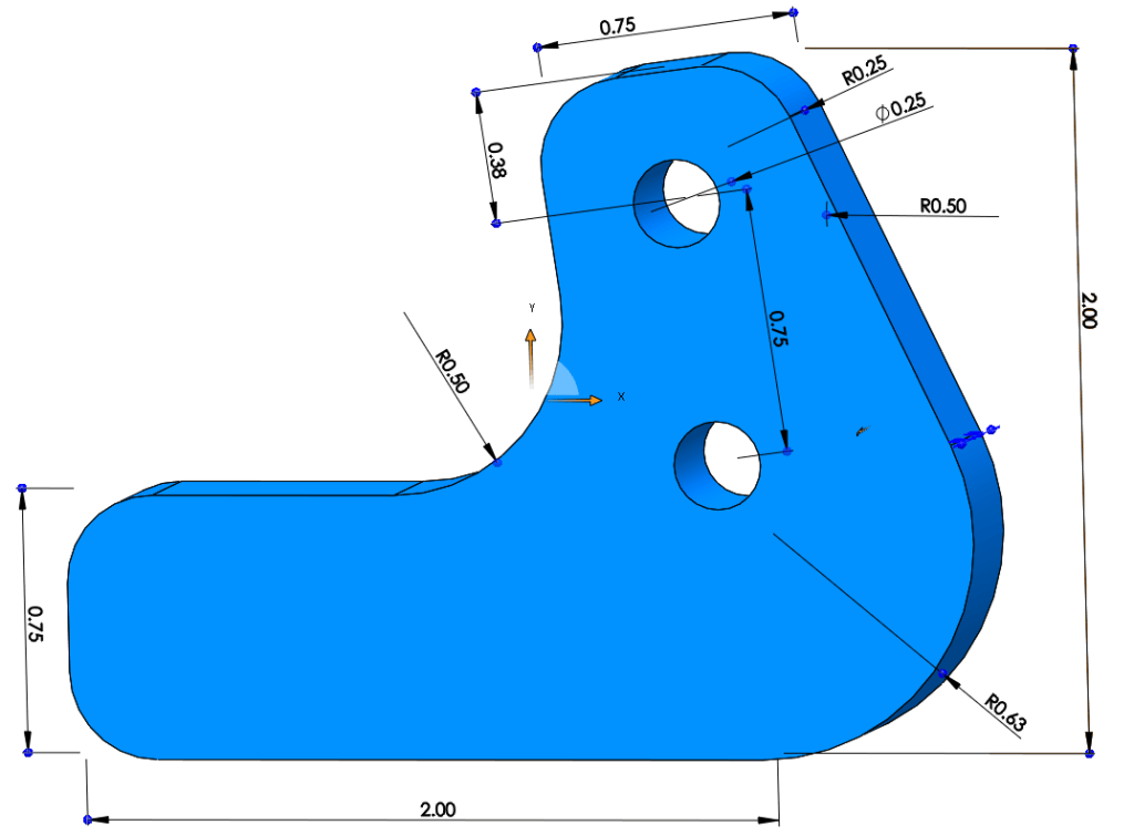 Simple sliding bracket dimensioned in CAD and ready to export to DXF. 