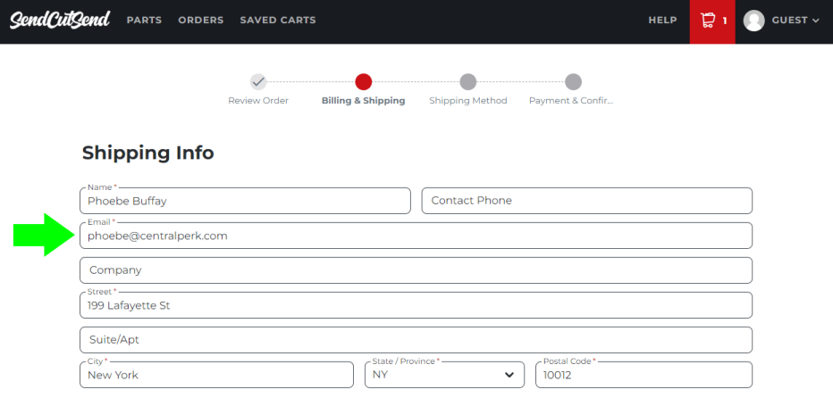 Email address entered in Guest checkout email field will receive order status emails