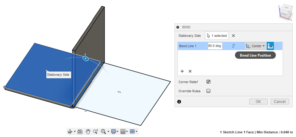 In the Bend tool settings, set the Bend Line Position to Center.