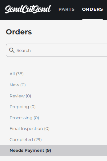 Find expired Formal Quotes in the Needs Payment category under your Orders tab.