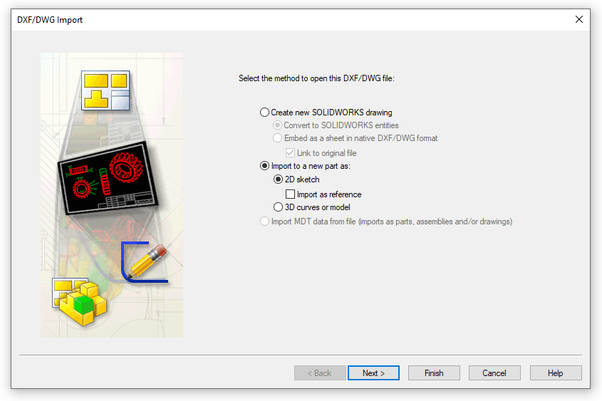 importing a 2d sketch into solidworks