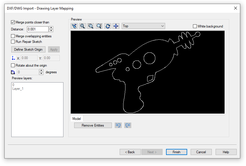 cleaning up geometry issues when exporting DXF from solidworks