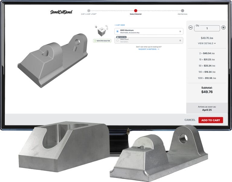 Ordering CNC machined parts at SendCut Send is easy. Order in minutes, receive parts in days