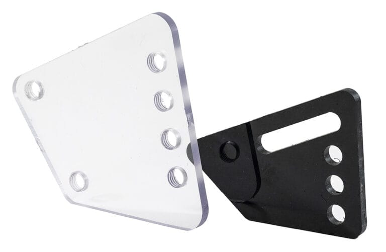 CNC routed polycarbonate parts in black and clear